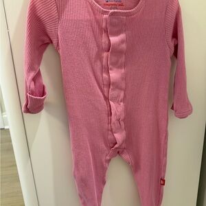 Magnetic Me Pink Ribbed Baby Pajama One-Piece